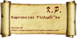 Kapronczai Pintyőke névjegykártya