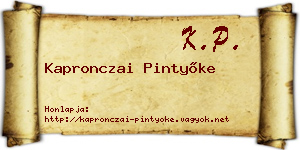 Kapronczai Pintyőke névjegykártya