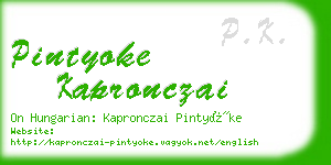 pintyoke kapronczai business card